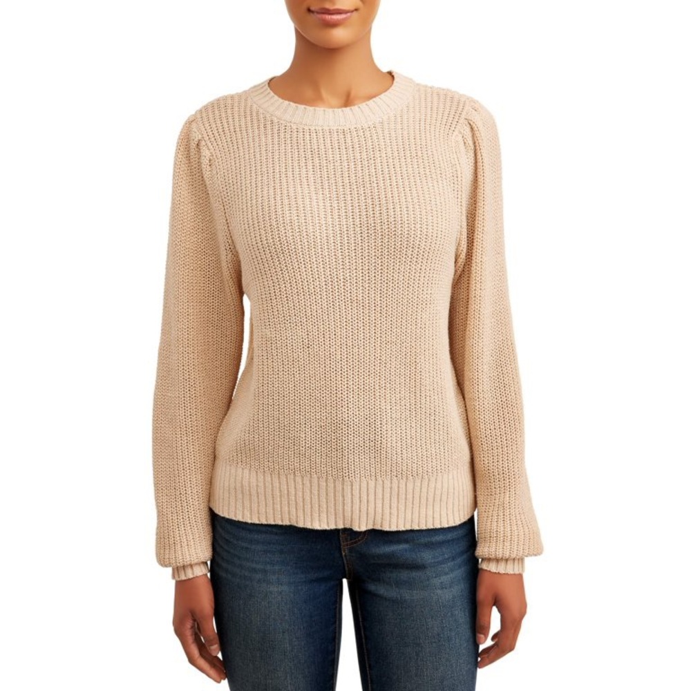 Time and Tru Puff Sleeve Crewneck Sweater